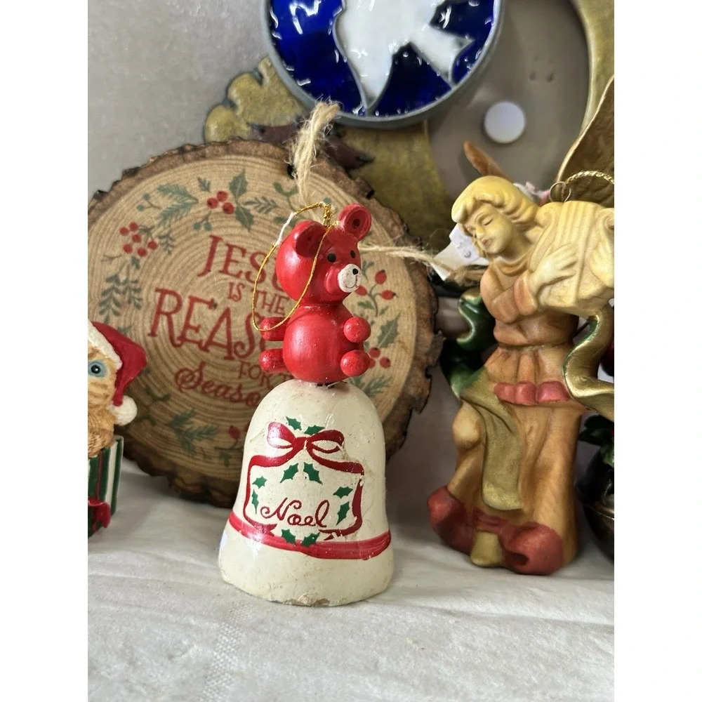 Vintage to Modern Lot of‎ 8 Ornaments Christmas Decorations Cat Bird Santa Bear